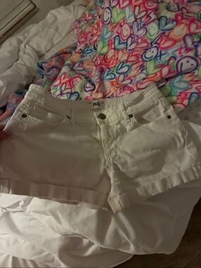 PAIGE White Denim Cuffed Jean Shorts